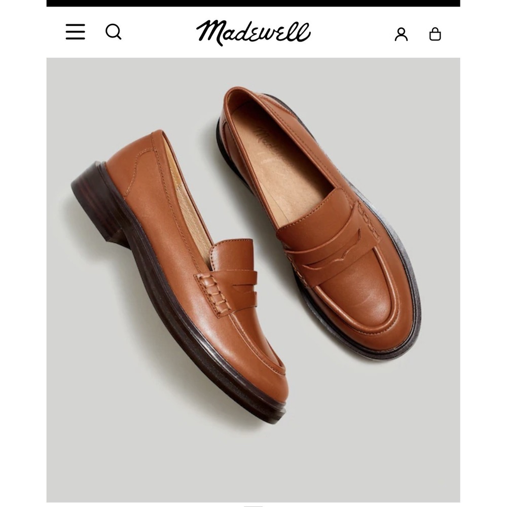 Madewell Vernon Penny Loafers Dried Maple Leather Women's Size 9 Preppy